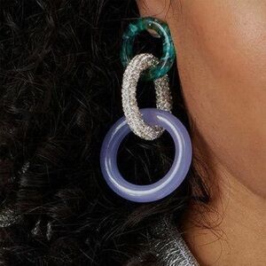 Lele Sadoughi Women's Blue Enchanted Crystal Multi Hoop Link Drop Earrings